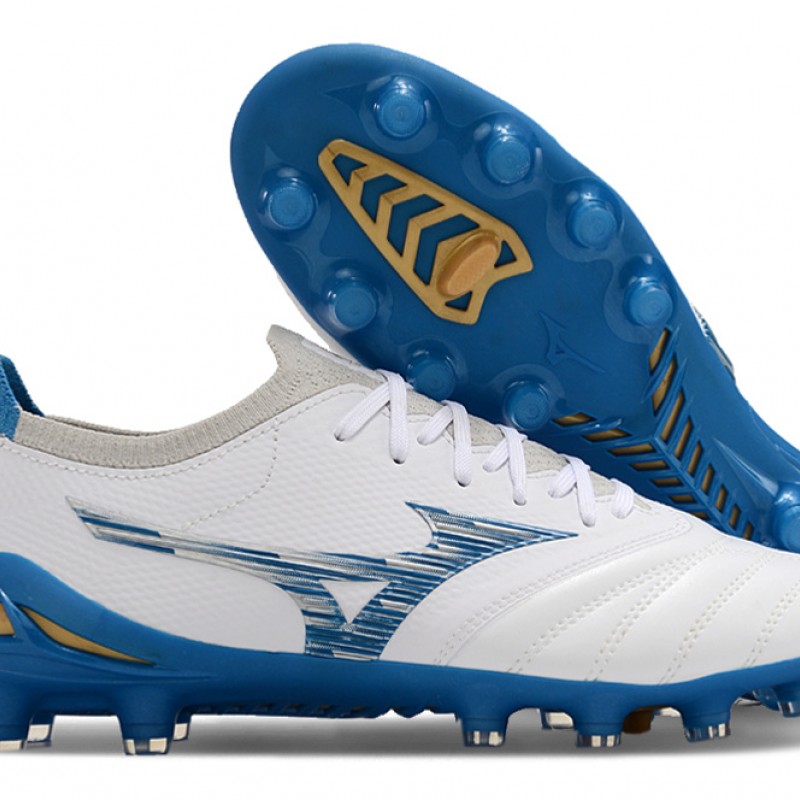 Mizuno Morelia Neo III Firm Ground Unisex White Blue Football Shoes