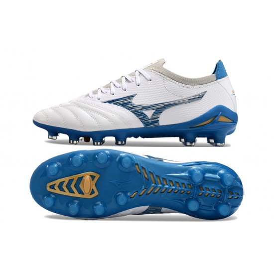 Mizuno Morelia Neo III Firm Ground Unisex White Blue Football Shoes