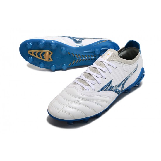 Mizuno Morelia Neo III Firm Ground Unisex White Blue Football Shoes