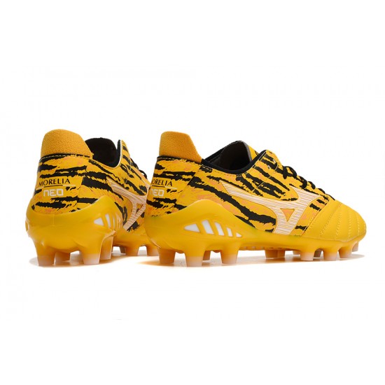 Mizuno Morelia Neo III Pro Firm Ground Men Black Yellow Football Shoes