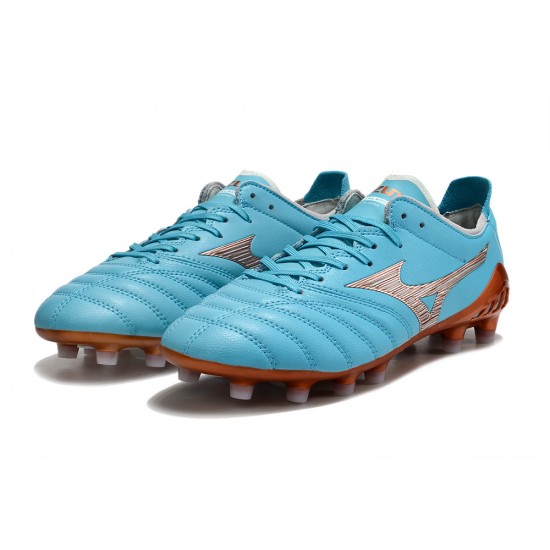 Mizuno Morelia Neo III Pro Firm Ground Men Blue Brown Football Shoes