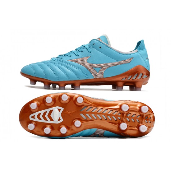 Mizuno Morelia Neo III Pro Firm Ground Men Blue Brown Football Shoes