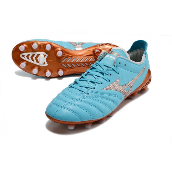 Mizuno Morelia Neo III Pro Firm Ground Men Blue Brown Football Shoes