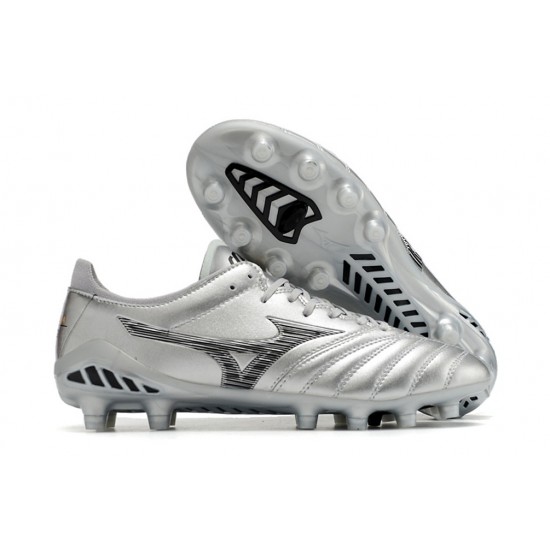 Mizuno Morelia Neo III Pro Firm Ground Men Silver Football Shoes