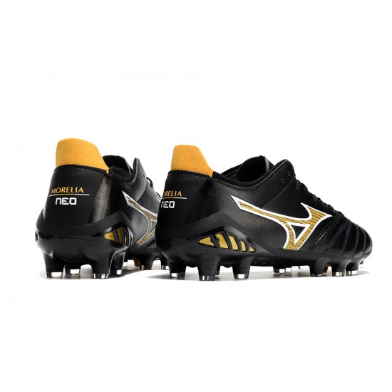 Mizuno Morelia Neo III Pro Firm Ground Men Yellow Black Football Shoes