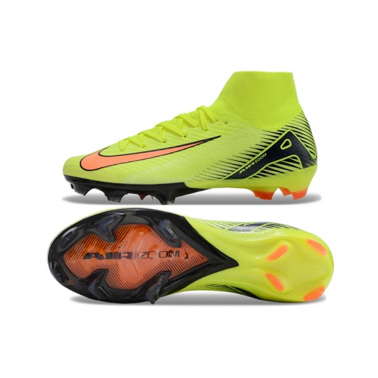 Nike Air Zoom Mercurial Superfly 10 Elite Firm Ground Men Chartreuse and Orange Football Shoes