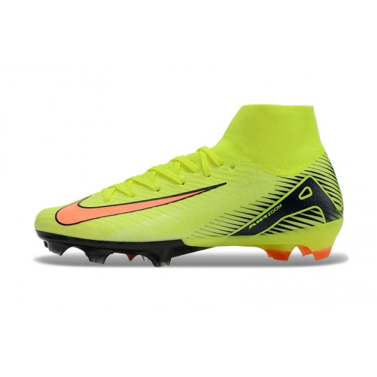 Nike Air Zoom Mercurial Superfly 10 Elite Firm Ground Men Chartreuse and Orange Football Shoes