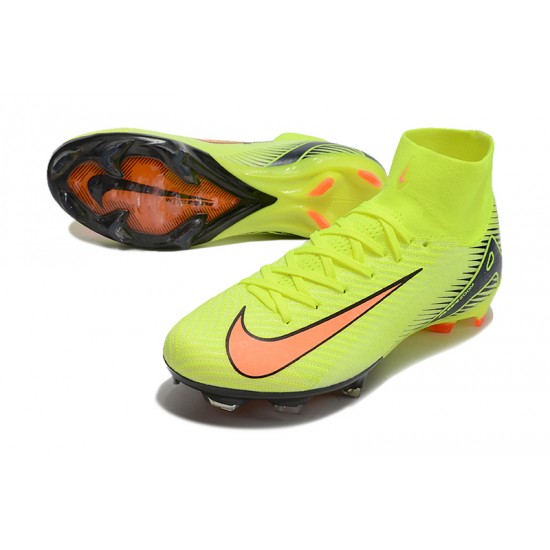 Nike Air Zoom Mercurial Superfly 10 Elite Firm Ground Men Chartreuse and Orange Football Shoes