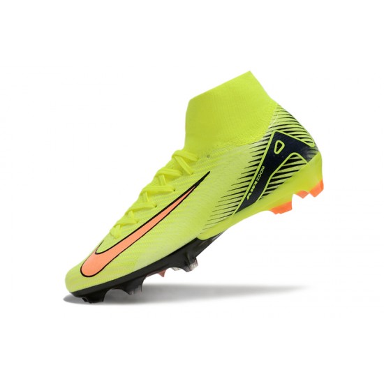 Nike Air Zoom Mercurial Superfly 10 Elite Firm Ground Men Chartreuse and Orange Football Shoes