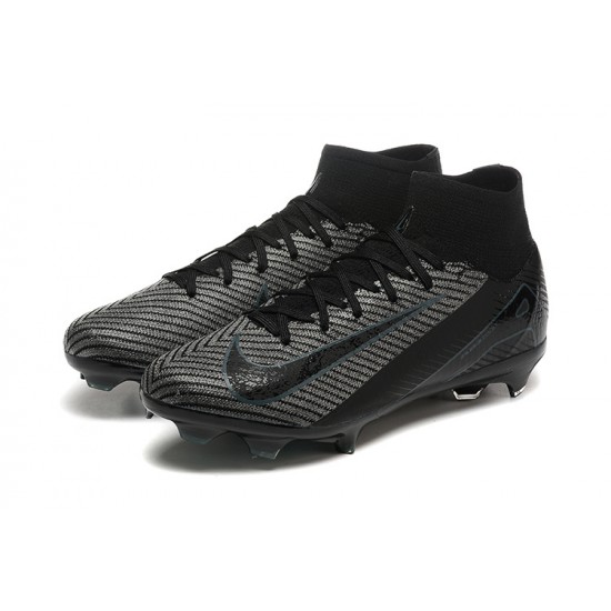 Nike Air Zoom Mercurial Superfly 10 Elite Firm Ground Men Black and Grey Football Shoes