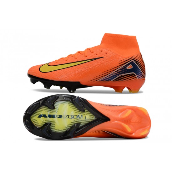 Nike Air Zoom Mercurial Superfly 10 Elite Firm Ground Men Orange and Yellow Football Shoes