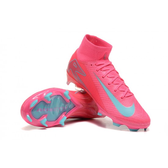 Nike Air Zoom Mercurial Superfly 10 Elite Firm Ground Men Pink Blue Football Shoes