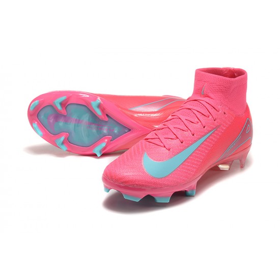 Nike Air Zoom Mercurial Superfly 10 Elite Firm Ground Men Pink Blue Football Shoes