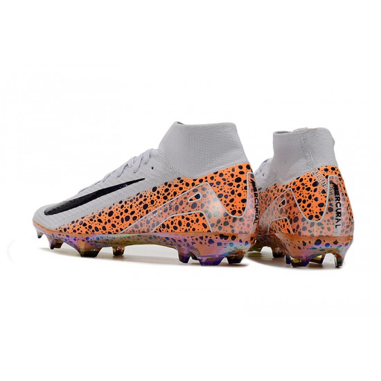 Nike Air Zoom Mercurial Superfly 10 Elite Firm Ground Men White and Orange Football Shoes