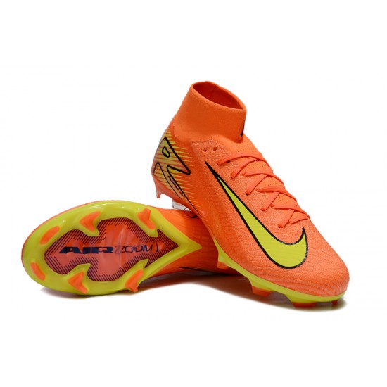 Nike Air Zoom Mercurial Superfly 10 Elite Firm Ground Men Yellow and Orange Football Shoes