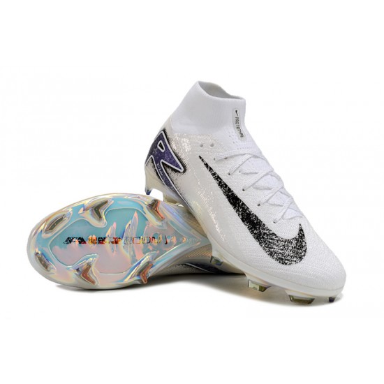 Nike Air Zoom Mercurial Superfly 10 Elite Firm Ground Men White and Bule Football Shoes