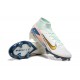 Nike Air Zoom Mercurial Superfly 10 Elite Firm Ground Men White and Gold Football Shoes