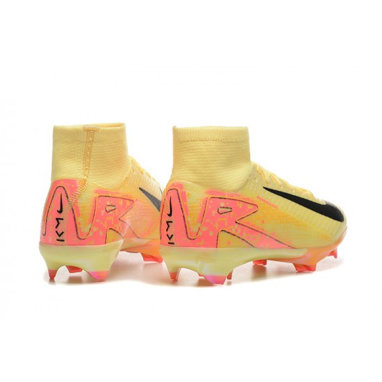 Nike Air Zoom Mercurial Superfly 10 Elite Firm Ground Men Yellow Pink Football Shoes