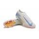 Nike Air Zoom Mercurial Vapor 16 Elite Firm Ground Men White and Blue Football Shoes