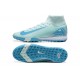 Nike Air Zoom Mercurial Superfly 10 Elite Turf Men Ltblue White Football Shoes