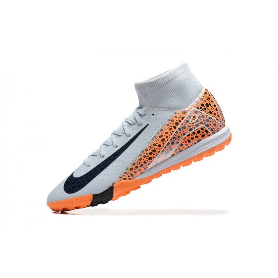 Nike Air Zoom Mercurial Superfly 10 Elite Turf Men White Orange Football Shoes