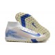 Nike Air Zoom Mercurial Superfly 10 Elite Turf White and Blue Football Shoes