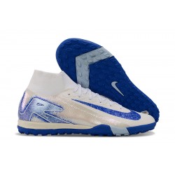 Nike Air Zoom Mercurial Superfly 10 Elite Turf White ang Blue Football Shoes