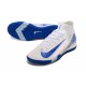 Nike Air Zoom Mercurial Superfly 10 Elite Turf White ang Blue Football Shoes