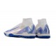 Nike Air Zoom Mercurial Superfly 10 Elite Turf White ang Blue Football Shoes