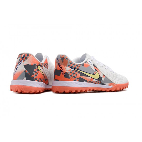 Nike Phantom GX II ACAD LV8 Turf Men White Orange Football Shoes