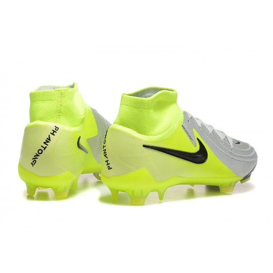 Nike Phantom Luna Elite Firm Ground High top Chartreuse Grey Football Shoes