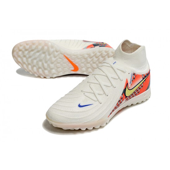 Nike Phantom Luna Elite Turf High top Men White Yellow Football Shoes