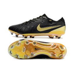 Nike Tiempo Legend 10 Elite Firm Ground Men Black Yellow Football Shoes