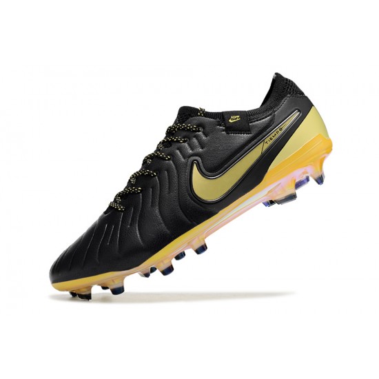 Nike Tiempo Legend 10 Elite Firm Ground Men Black Yellow Football Shoes