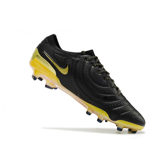 Nike Tiempo Legend 10 Elite Firm Ground Men Black Yellow Football Shoes