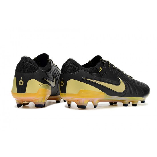 Nike Tiempo Legend 10 Elite Firm Ground Men Black Yellow Football Shoes