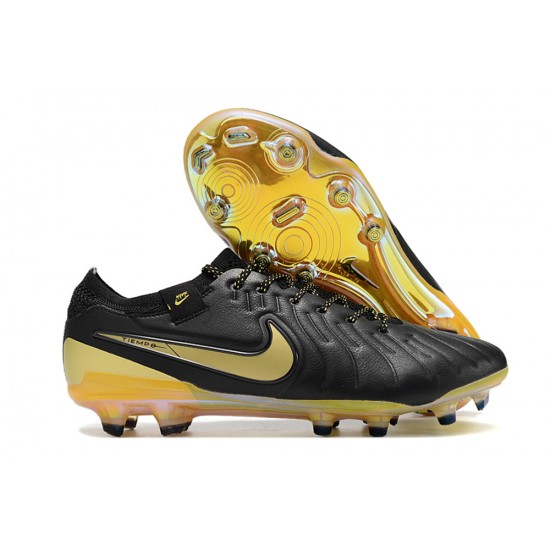 Nike Tiempo Legend 10 Elite Firm Ground Men Black Yellow Football Shoes