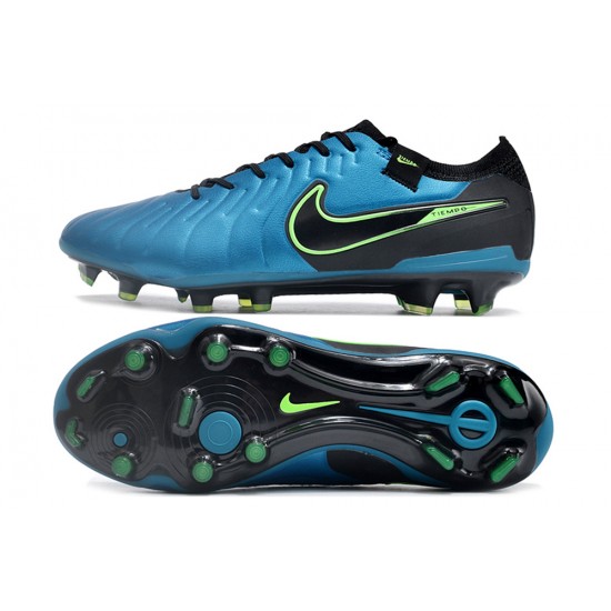 Nike Tiempo Legend 10 Elite Firm Ground Men Blue Black Football Shoes