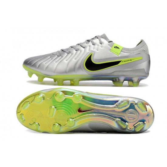 Nike Tiempo Legend 10 Elite Firm Ground Men Silver Football Shoes