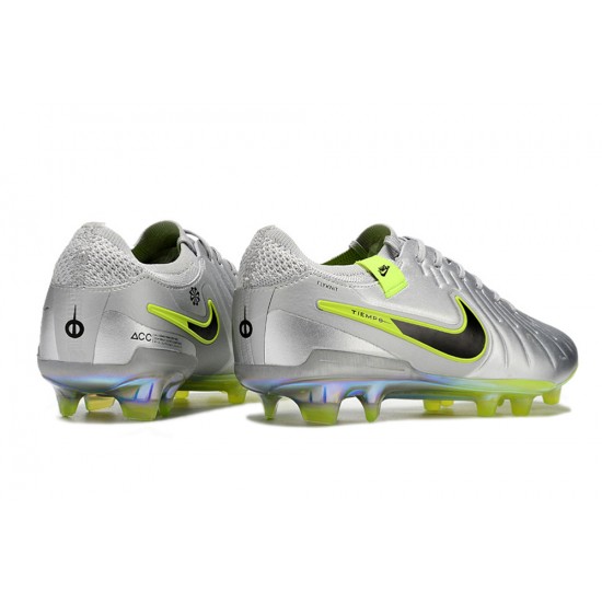 Nike Tiempo Legend 10 Elite Firm Ground Men Silver Football Shoes