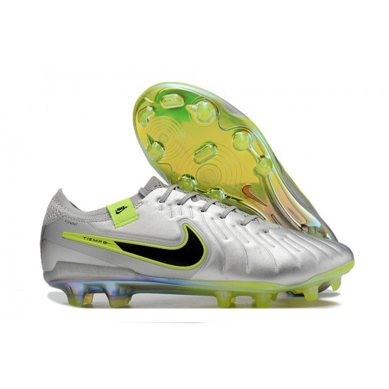 Nike Tiempo Legend 10 Elite Firm Ground Men Silver Football Shoes