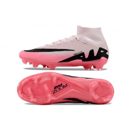 Unisex Nike Air Zoom Mercurial Superfly IX Elite Firm Ground High top Pink Black Football Shoes