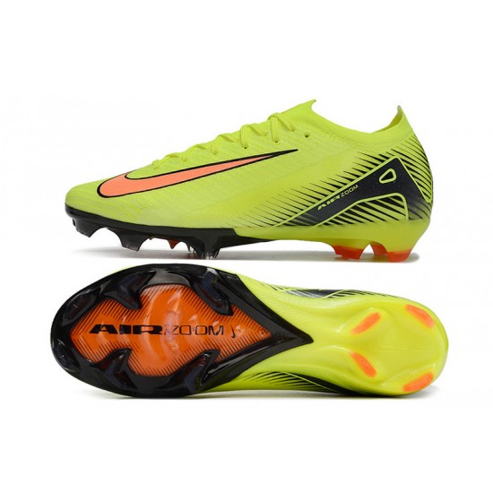 Unisex Nike Air Zoom Mercurial Vapor 16 Elite Firm Ground Chartreuse and Orange Football Shoes