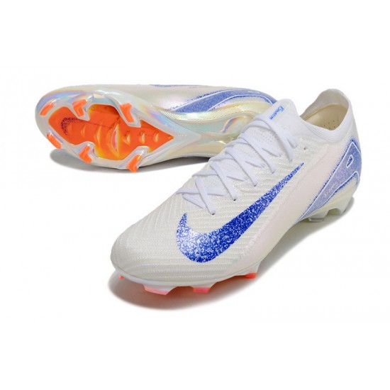 Unisex Nike Air Zoom Mercurial Vapor 16 Elite Firm Ground White Blue Football Shoes