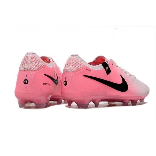 Unisex Nike Tiempo Legend 10 Elite Firm Ground Pink and White Football Shoes