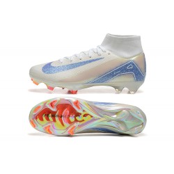 Nike Air Zoom Mercurial Superfly 10 Elite FG Beige Ltblue Orange High Top Football Boots & Shoes