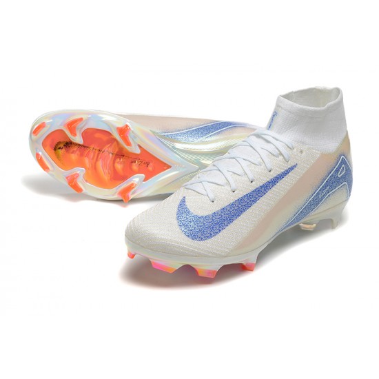 Nike Air Zoom Mercurial Superfly 10 Elite FG Beige Ltblue Orange High Top Football Boots & Shoes