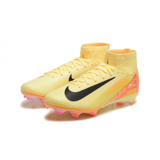 Nike Air Zoom Mercurial Superfly 10 Elite FG Yellow Black Pink High Top Football Boots & Shoes