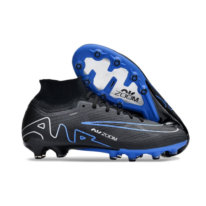 Nike Air Zoom Mercurial Superfly 9 Elite AG High Top Football Boots & Shoes Black Blue White 