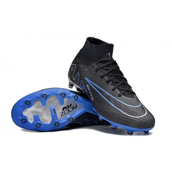 Nike Air Zoom Mercurial Superfly 9 Elite AG High Top Football Boots & Shoes Black Blue White